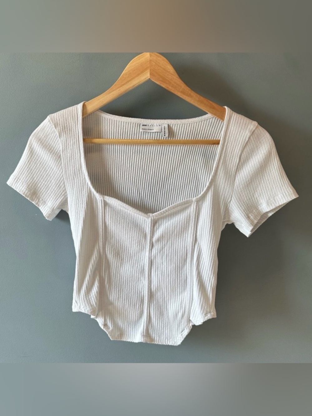 ASOS Women's White Square Neck Ribbed Top - Picture 3 of 6